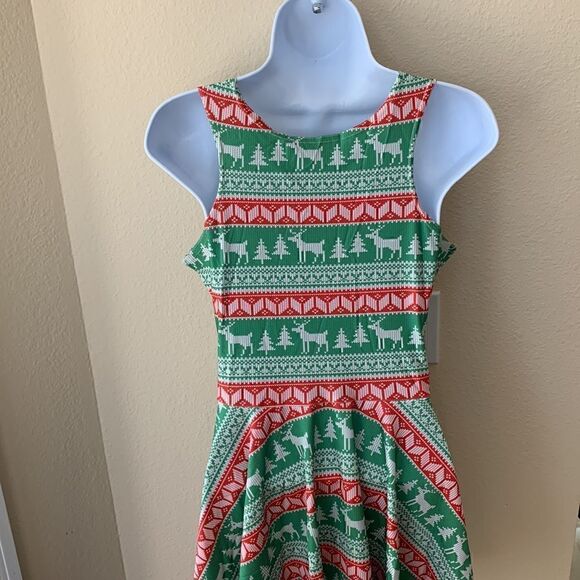 Christmas Holiday Dress‎ Ugly Sweater party Sleeveless Stretch size large - Picture 8 of 12